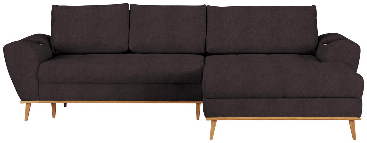 HÖRNSOFFA i vävt tyg mörkbrun  - mörkbrun/ekfärgad, Design, trä/textil (282/175cm) - Livetastic