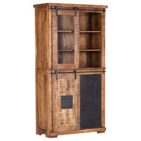 VITRINE  in massiv Mangoholz Naturfarben, Schwarz  - Schwarz/Naturfarben, LIFESTYLE, Glas/Holz (100/190/45cm) - Landscape