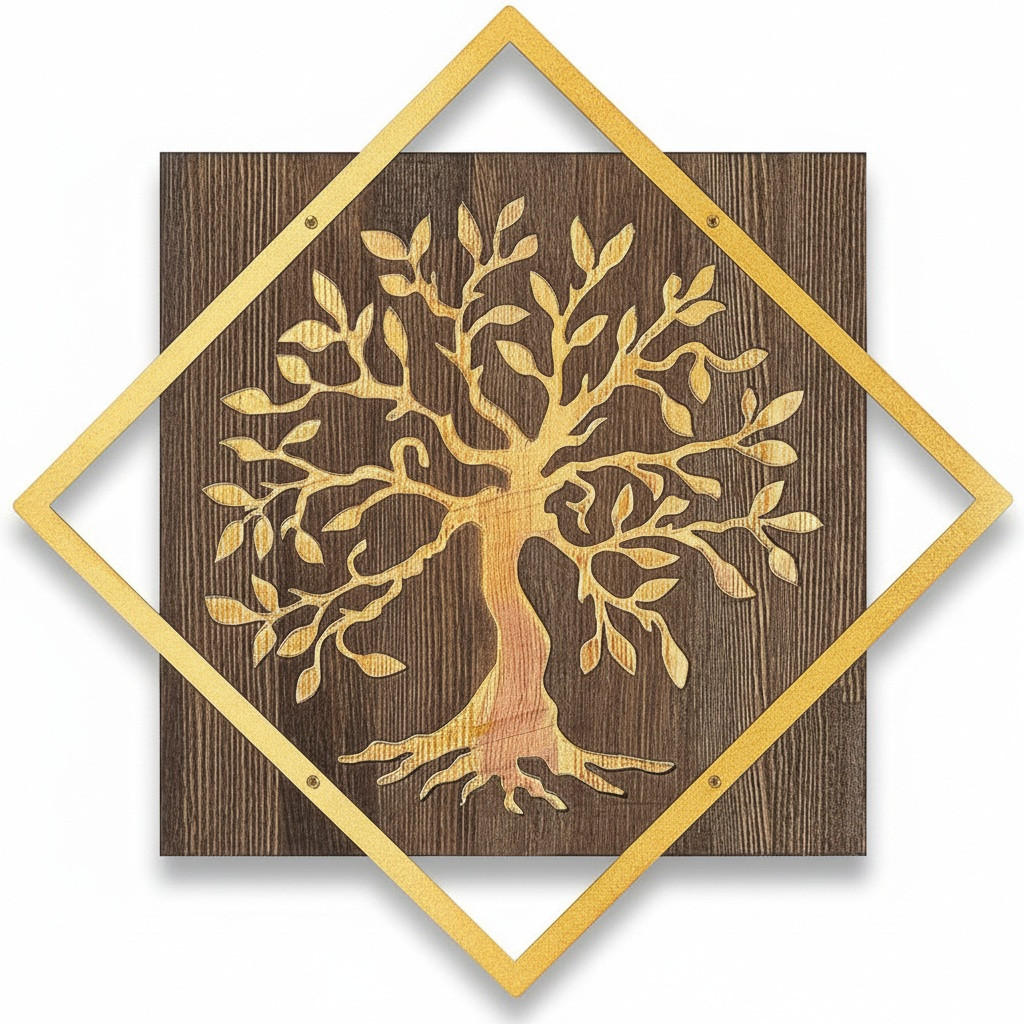 OBJEKTBILD 54/54 cm  - Goldfarben/Braun, Basics, Holzwerkstoff (54/54cm)