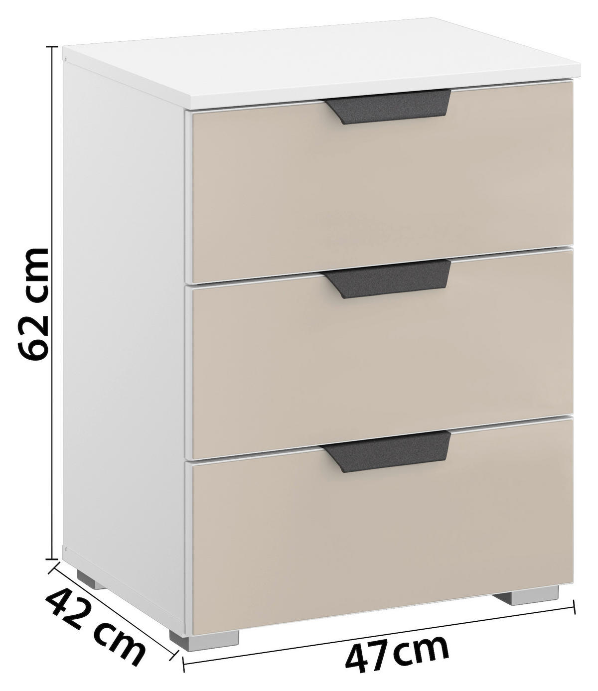 NACHTKÄSTCHEN 47/62/42 cm  in Weiss, Champagner  - Weiss/Champagner, Modern, Glas/Holzwerkstoff (47/62/42cm) - Rauch Möbel