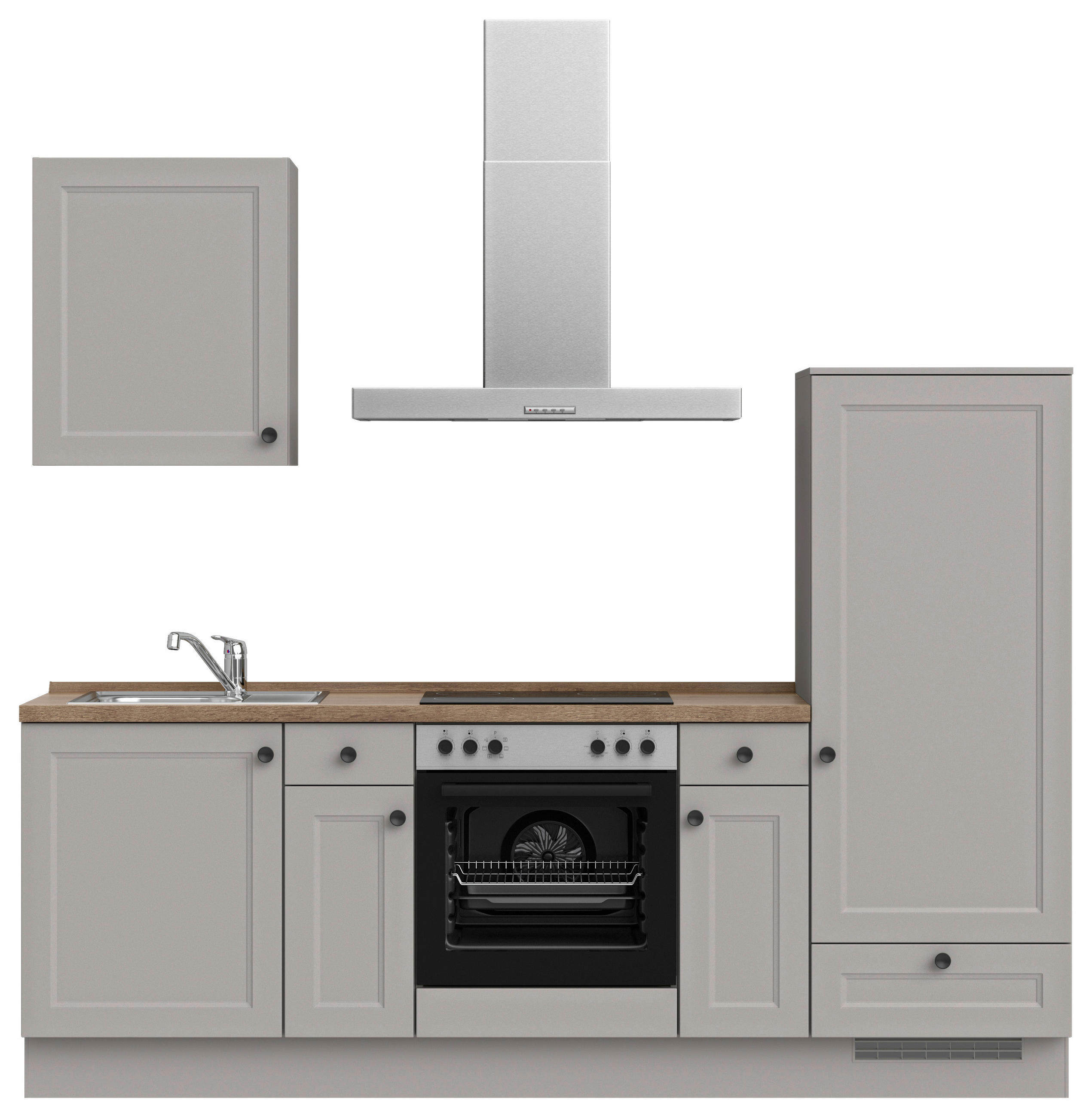 KÜCHENLEERBLOCK 240 cm   in Grau, Eiche dunkel  - Eiche dunkel/Schwarz, MODERN, Holzwerkstoff/Metall (240cm) - Nobilia