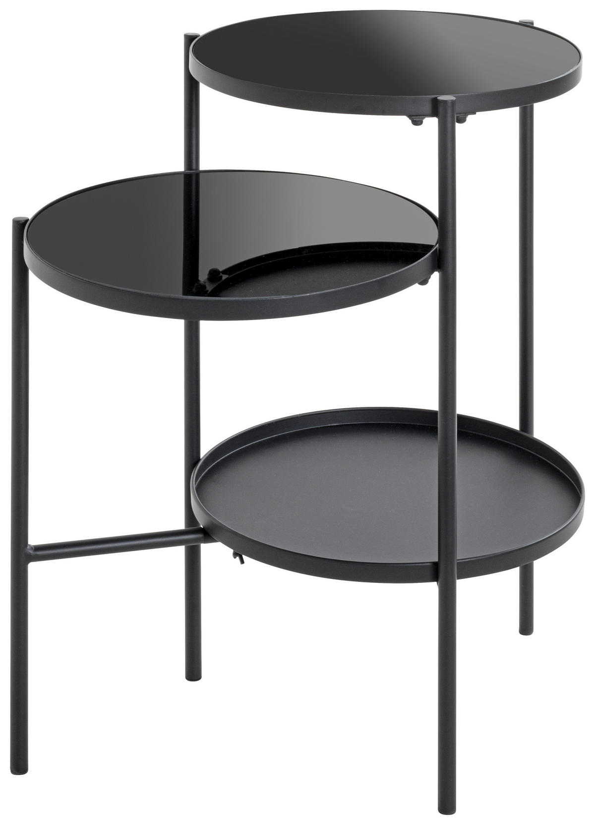 BEISTELLTISCH in Metall, Glas 56/39/71 cm  - Schwarz, Design, Glas/Metall (56/39/71cm)