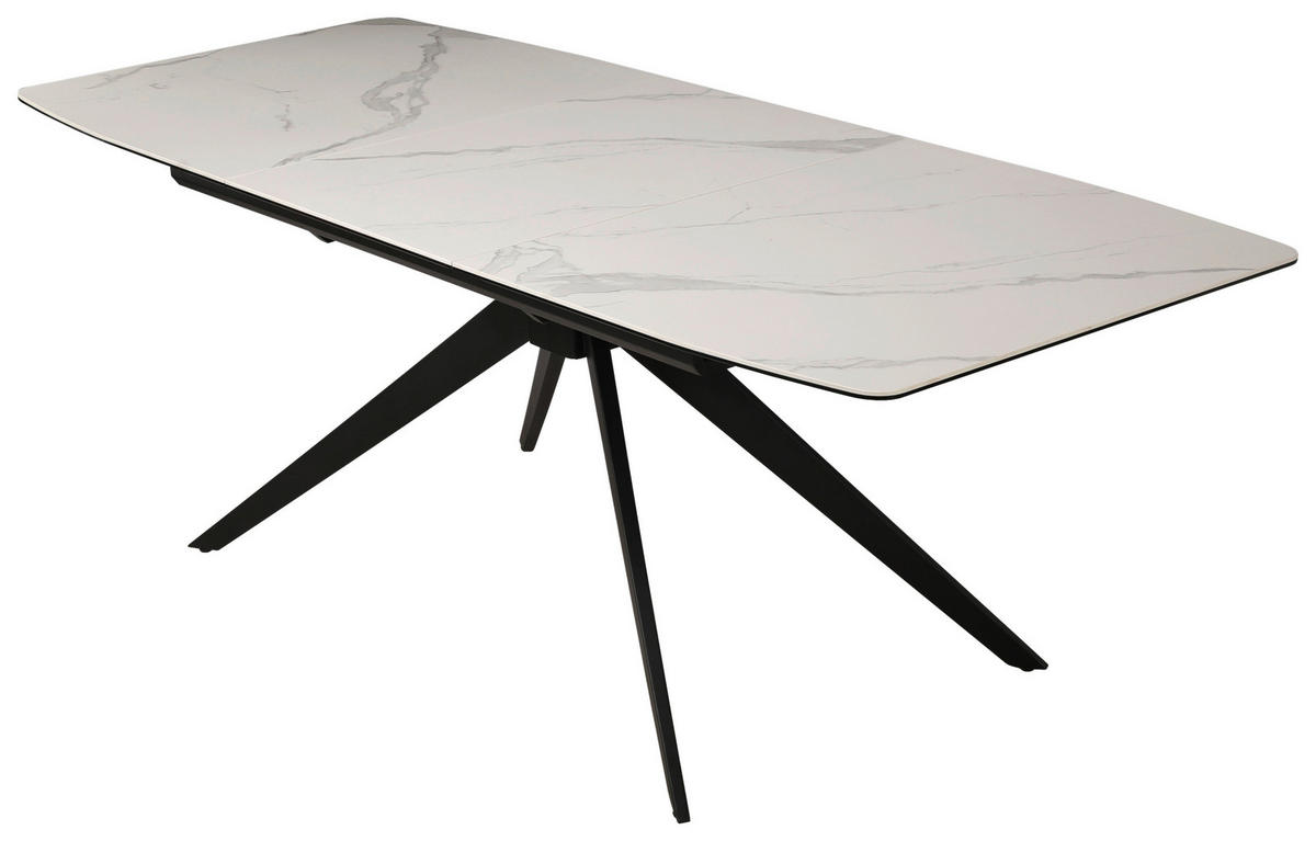 JEDILNA MIZA, črna, bela  - črna/bela, Design, kovina/keramika (160-220/90/76cm) - Hom`in