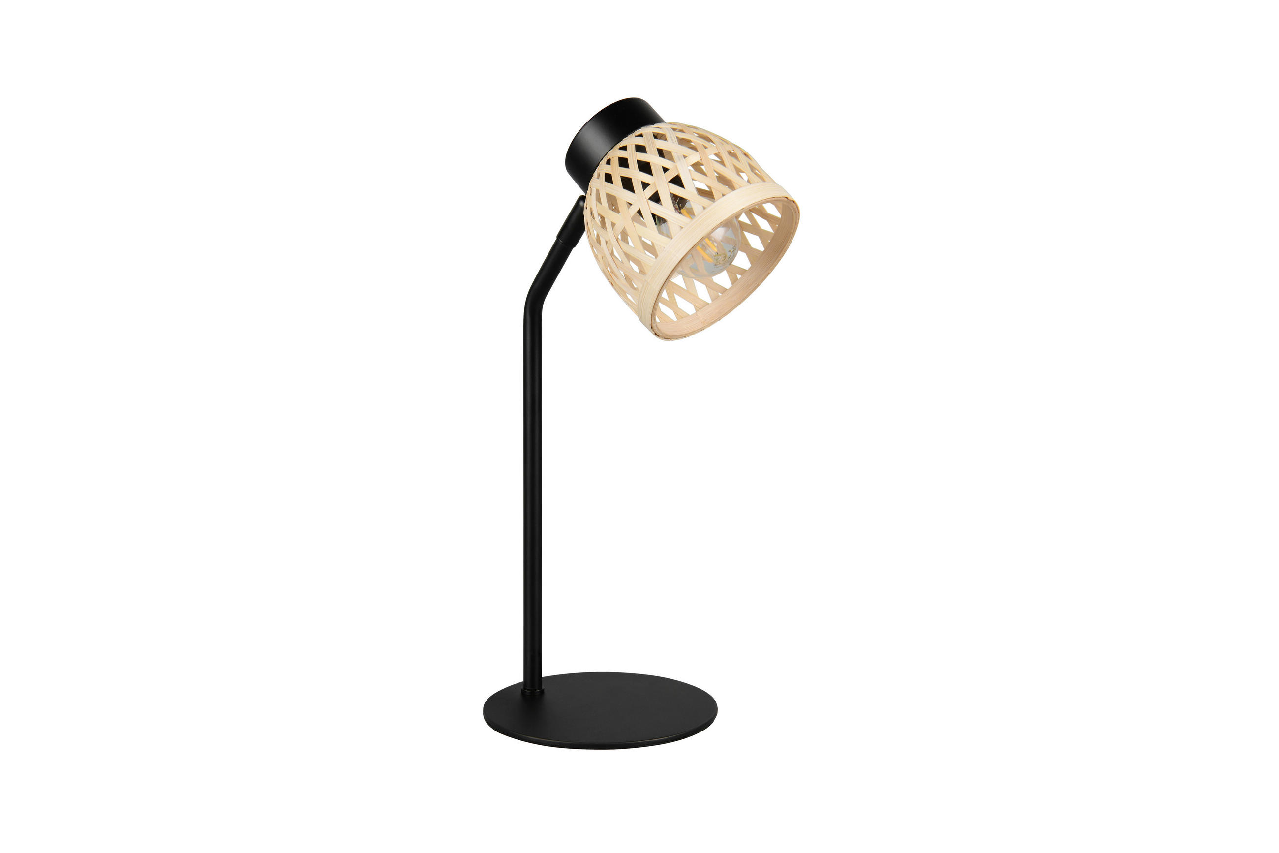 TISCHLEUCHTE - Schwarz/Naturfarben, Natur, Naturmaterialien/Metall (20/36/14cm)