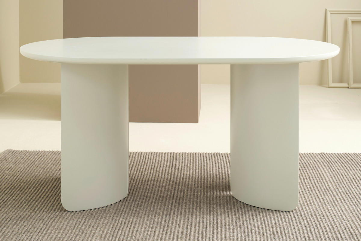 ESSTISCH 160/90/76 cm Nachbildung  Holzwerkstoff oval Seidengrau  - Seidengrau, MODERN, Holzwerkstoff (160/90/76cm) - Schöner Wohnen