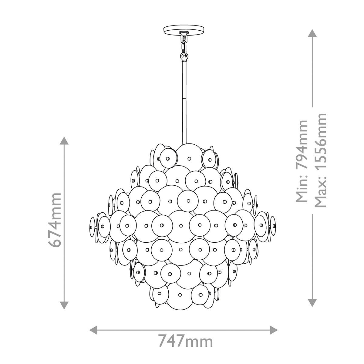 TAKKRONA Rene  - mässingsfärgad, Klassisk, metall/glas (79,4/74,7/74,7cm) - Elstead Lighting