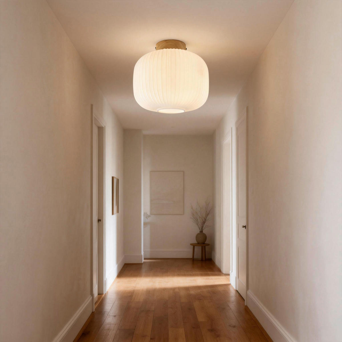 DECKENLEUCHTE  25/23 cm    - Weiß, Trend, Glas/Holz (25/23cm) - Collet's Monde