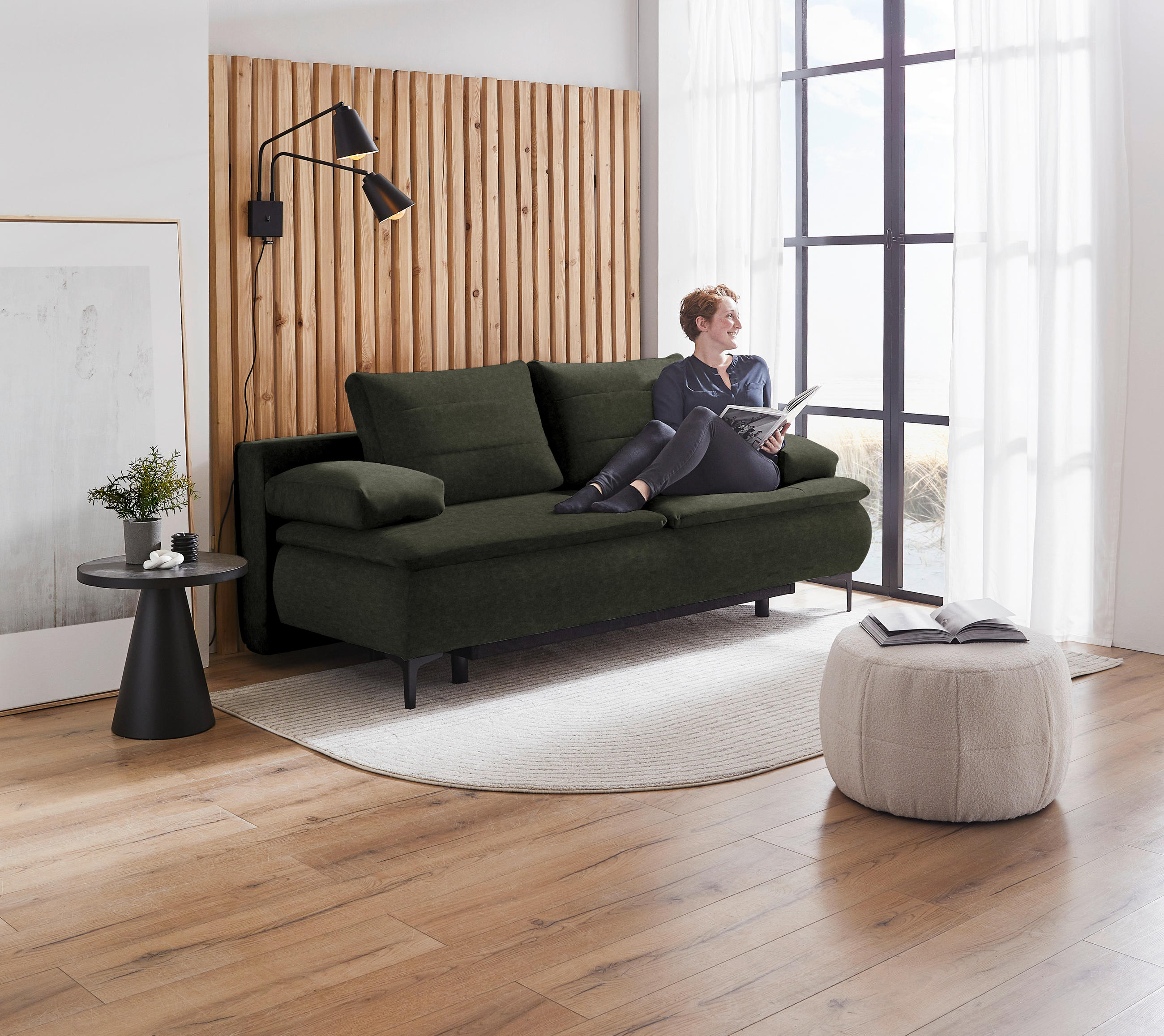 BOXSPRING KANAPÉ textil sötétzöld  - sötétzöld, Konventionell, textil/fém (204/93/100cm) - Novel