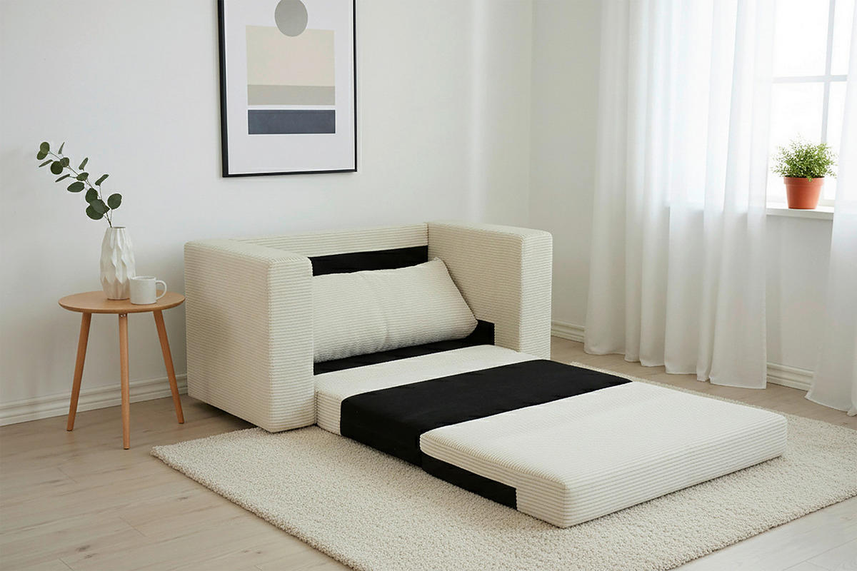 JUGEND- UND KINDERSOFA Cord Creme  - Türkis/Creme, KONVENTIONELL, Textil (136/78/72cm) - Xora