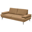 3-SITZER-SOFA in Leder Honig  - Schwarz/Honig, Design, Leder/Metall (222/86/104cm) - Dieter Knoll