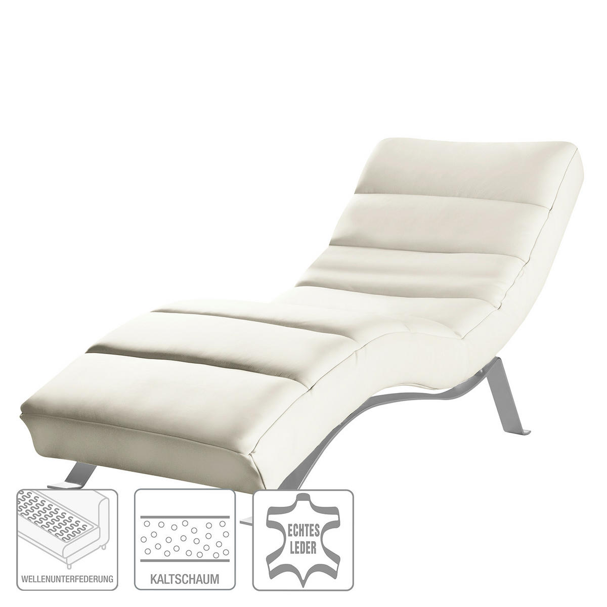 RELAXLIEGE Echtleder Weiß  - Silberfarben/Weiß, Design, Leder/Metall (65/65-95/171cm) - Livetastic