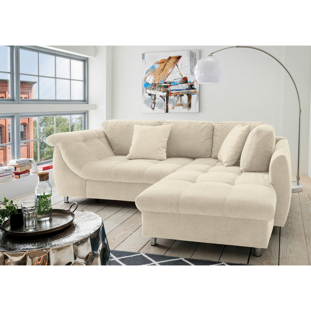 Thumbnail - Livetastic Ecksofa, Beige, Textil, Uni, 3-Sitzer, Füllung: Schaumstoff, L-Form, Ottomane rechts, 250x190 cm, Made in EU,...