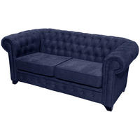 CHESTERFIELD-SOFA CHESTERFIELD Flachgewebe Blau  - Blau/Schwarz, KONVENTIONELL, Holz/Textil (182/72/92cm) - Livetastic