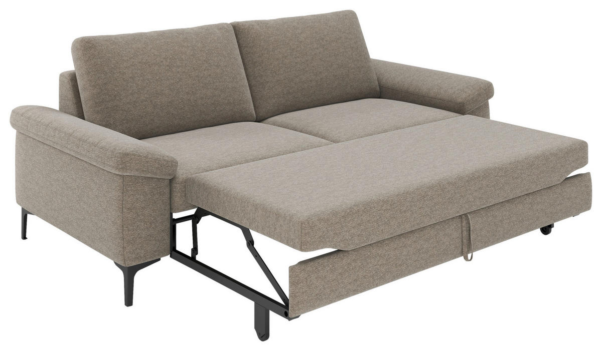 2,5-SITZER Flachgewebe Taupe  - Taupe/Schwarz, Design, Holzwerkstoff/Textil (204/89/97cm) - Pure Home Lifestyle