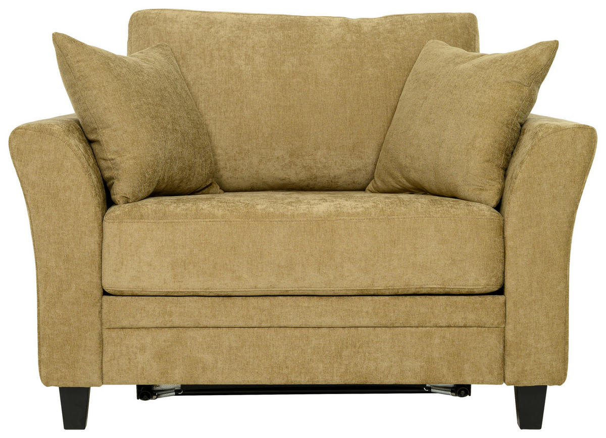 BÄDDFÅTÖLJ i chenille olivgrön  - olivgrön/svart, Klassisk, metall/trä (120/87/93cm) - Hom`in