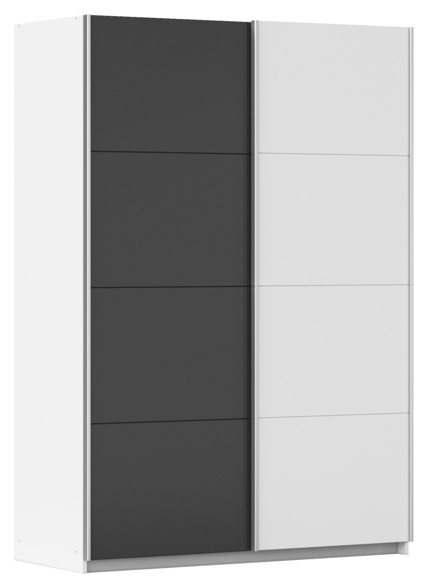 SCHWEBETÜRENSCHRANK in Weiss, Graphitfarben  - Weiss/Alufarben, Modern, Holzwerkstoff/Metall (136/197/61cm) - Rauch Möbel