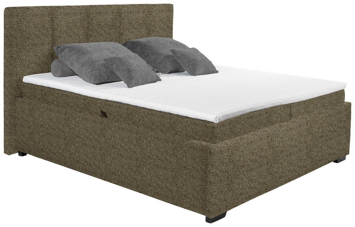 POLSTERBETT 180/200 cm, inkl. Matratze, Bettkasten, Topper,  in Braun, Grün  - Graphitfarben/Schwarz, KONVENTIONELL, Kunststoff/Textil (180/200cm) - Esposa