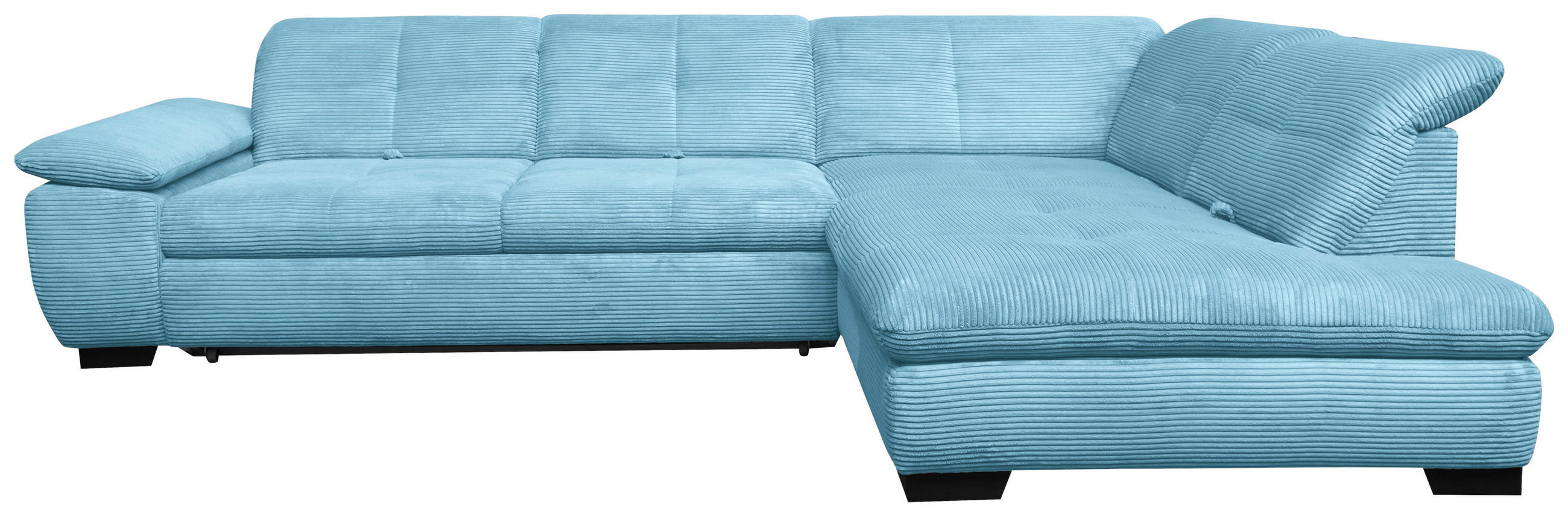 ECKSOFA Blau Cord  - Blau/Schwarz, Design, Textil/Metall (313/242cm) - Xora