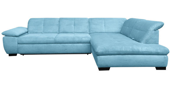 ECKSOFA Blau Cord - Blau/Schwarz, Design, Textil/Metall (313/242cm) - Xora