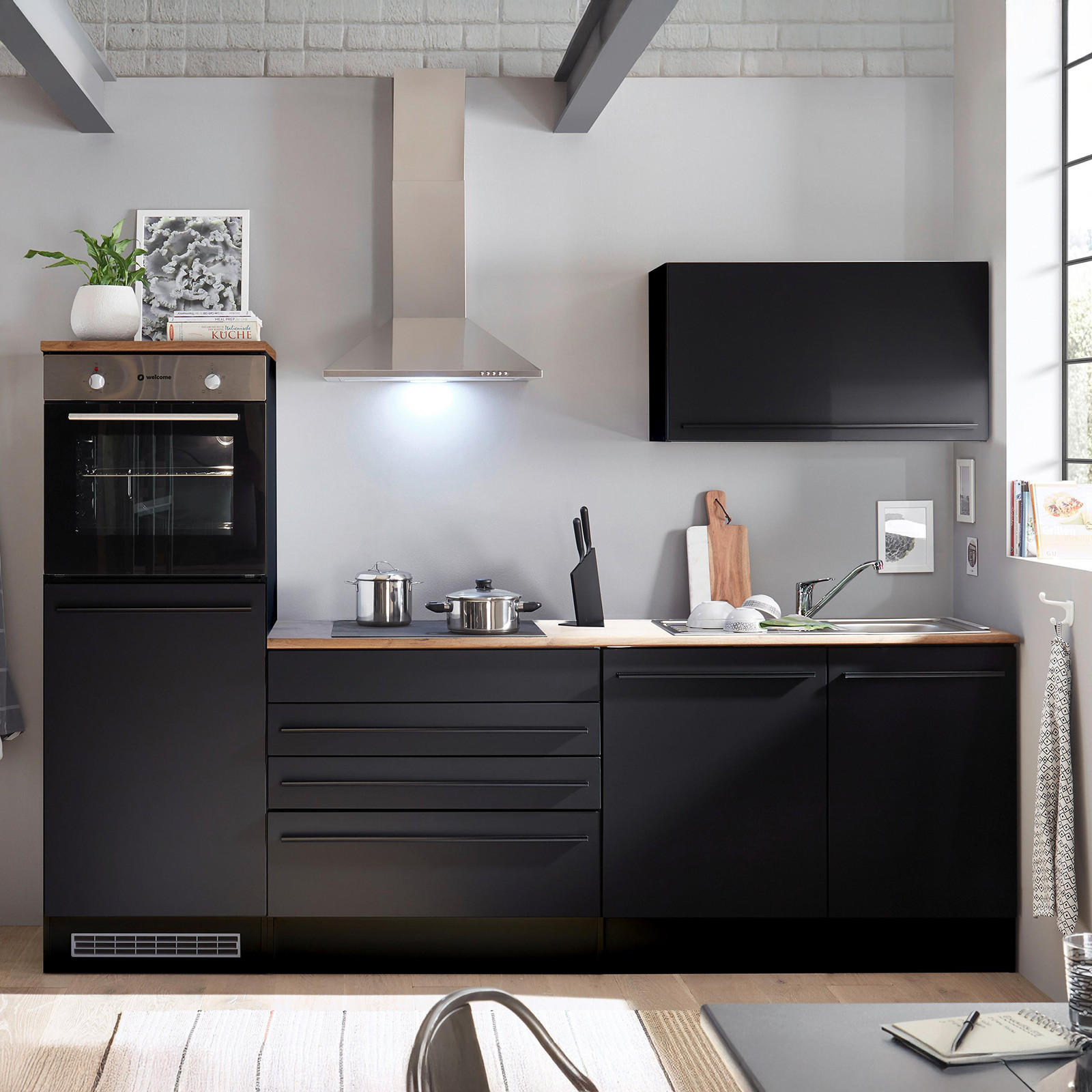 Küchenzeile Jazz 6 Ohne Geräte 260 Cm Schwarz