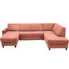 WOHNLANDSCHAFT in Webstoff Koralle  - Koralle/Schwarz, Design, Holz/Textil (165/296/198cm) - Xora