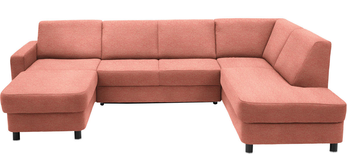 WOHNLANDSCHAFT in Webstoff Koralle  - Koralle/Schwarz, Design, Holz/Textil (165/296/198cm) - Xora