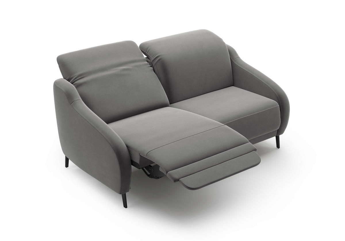 2,5-SITZER in Samt Grau  - Schwarz/Grau, MODERN, Textil/Metall (172/93/104cm) - Sit & More