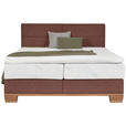 BOXSPRINGBETT 180/200 cm  in Eichefarben, Dunkelrot  - Eichefarben/Dunkelrot, Natur, Holz/Textil (180/200cm) - Valnatura