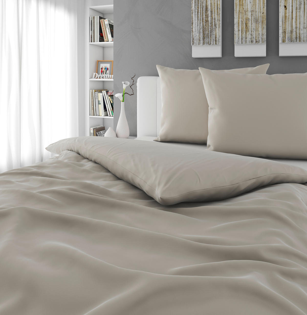 BETTWÄSCHESET 2-teilig TANJA Satin 200/210 cm  - Beige, Basics, Textil (200/210cm) - Novel