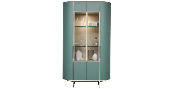VITRINE in Türkis, Beige - Türkis/Beige, Design, Glas/Holzwerkstoff (120/205/45cm) - Ambiente