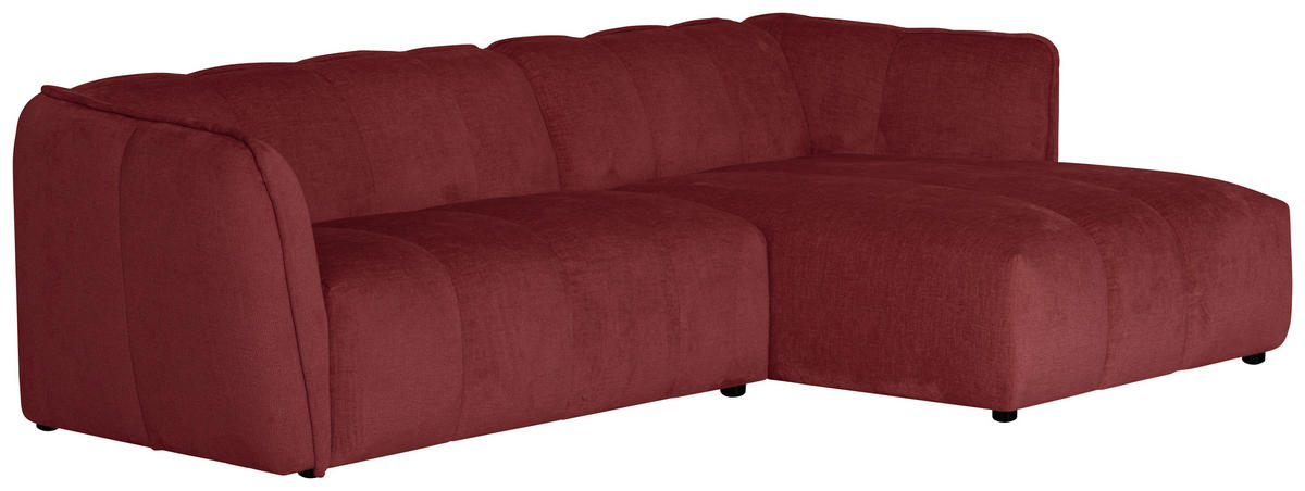 ECKSOFA LIVOLI in Chenille Bordeaux  246/160 cm  - Bordeaux/Schwarz, Design, Textil (246/160cm) - MID.YOU