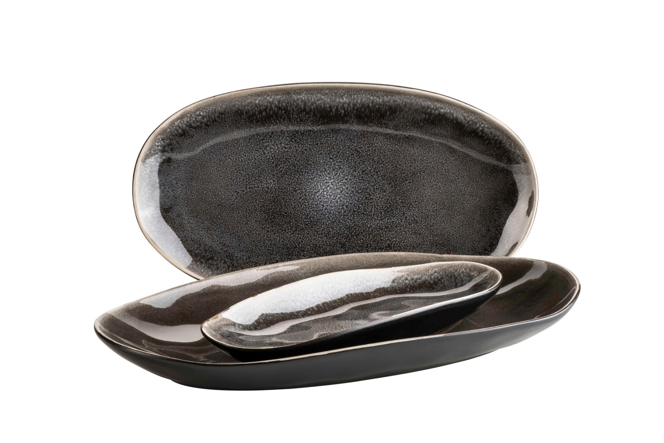 SERVIERPLATTE - Schwarz/Braun, Basics, Keramik (33/19cm) - Mäser