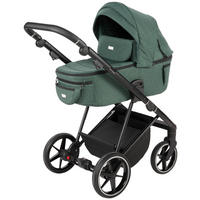 KINDERWAGENSET    - Waldgrün/Schwarz, Basics, Textil/Metall (57,5/116/101cm) - Jimmylee