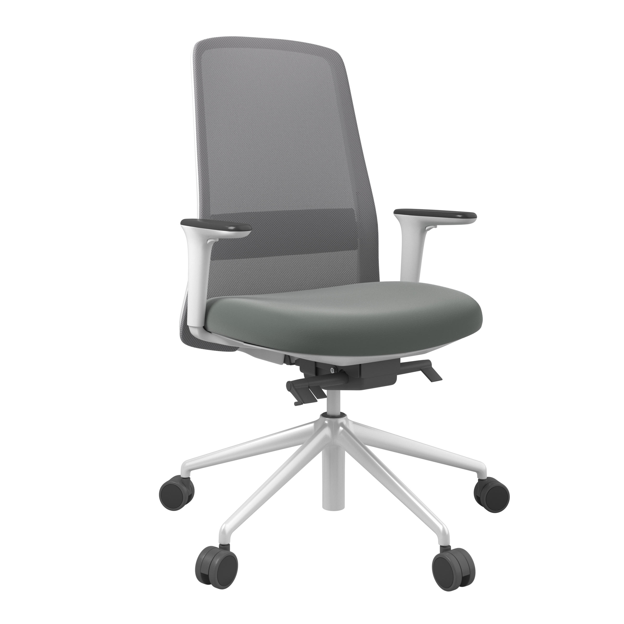 DREHSTUHL Lederlook Grau, Weiß, Olivgrün  - Weiß/Olivgrün, MODERN, Kunststoff/Textil (70/103-115/70cm)