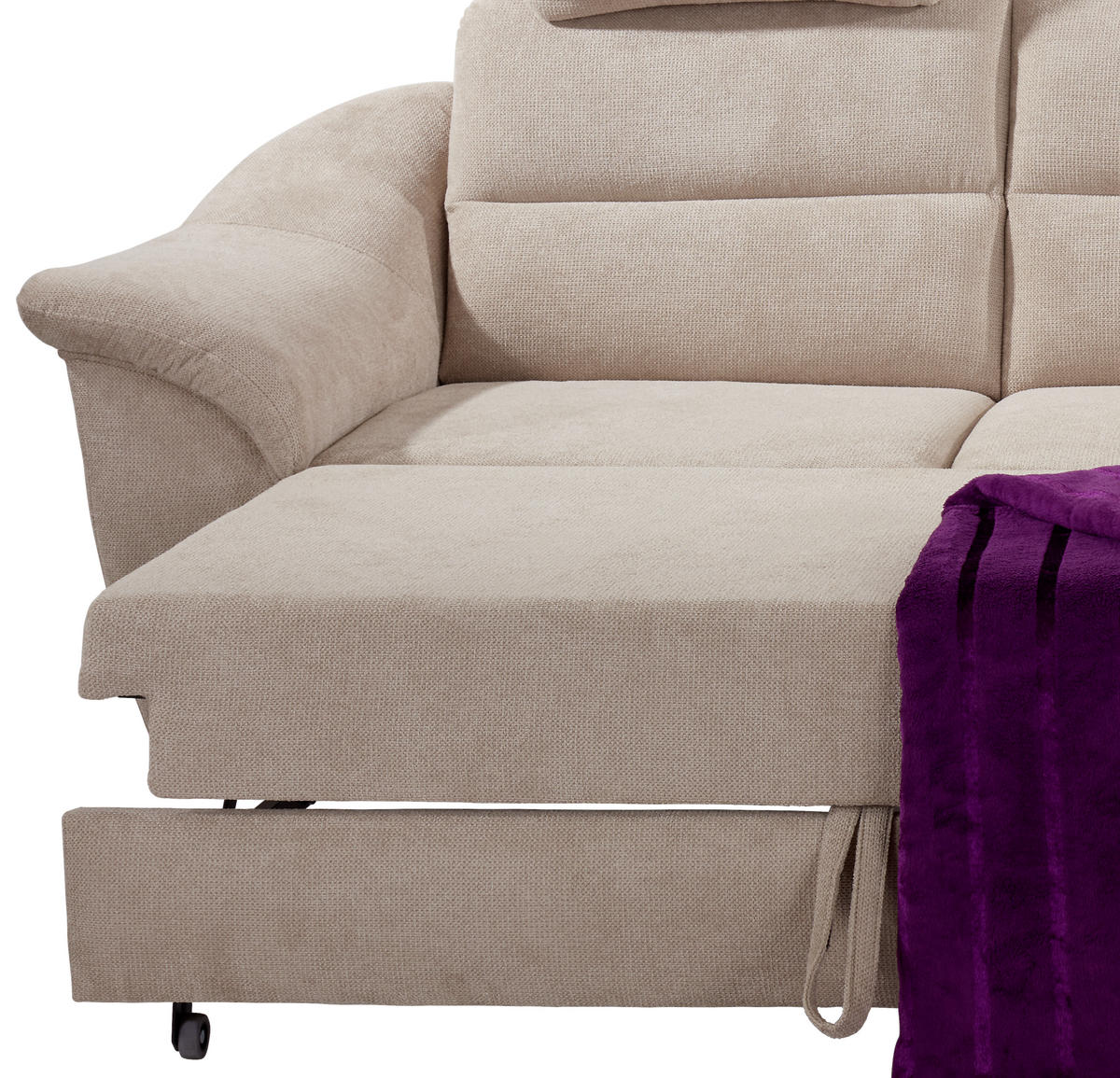 ECKSOFA Beige Velours  - Beige/Silberfarben, KONVENTIONELL, Textil/Metall (248/197cm) - Livetastic
