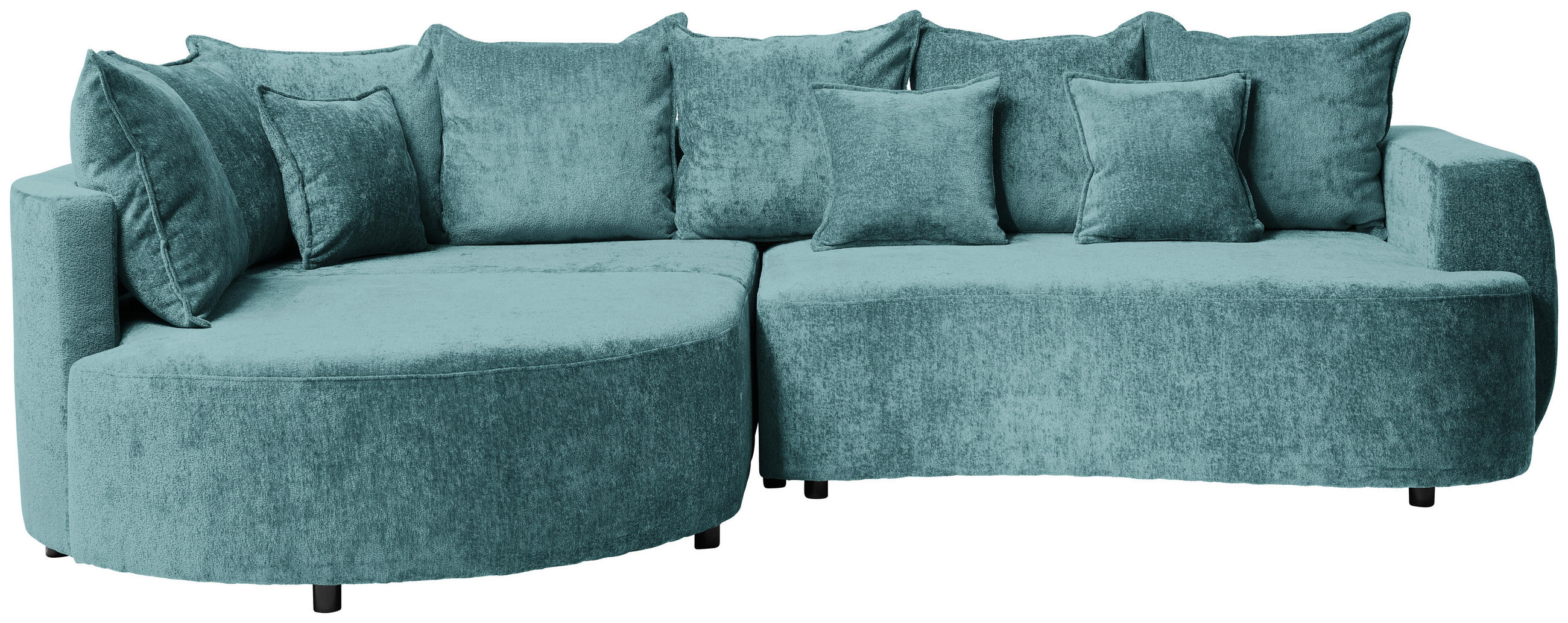 ECKSOFA Türkis Chenille  - Türkis/Schwarz, Design, Kunststoff/Textil (194/307cm) - Carryhome