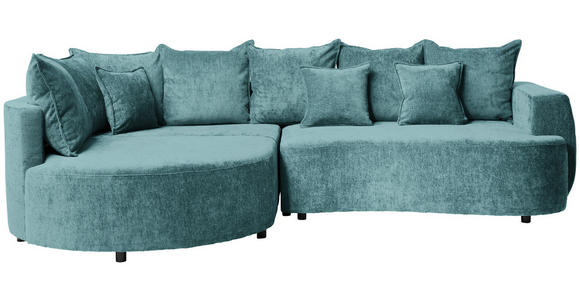ECKSOFA  in Chenille Türkis  194/307 cm  - Türkis/Schwarz, Design, Kunststoff/Textil (194/307cm) - Carryhome
