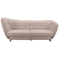 BIGSOFA in Flachgewebe Creme  - Chromfarben/Creme, Modern, Textil/Metall (256/85/115cm) - MID.YOU