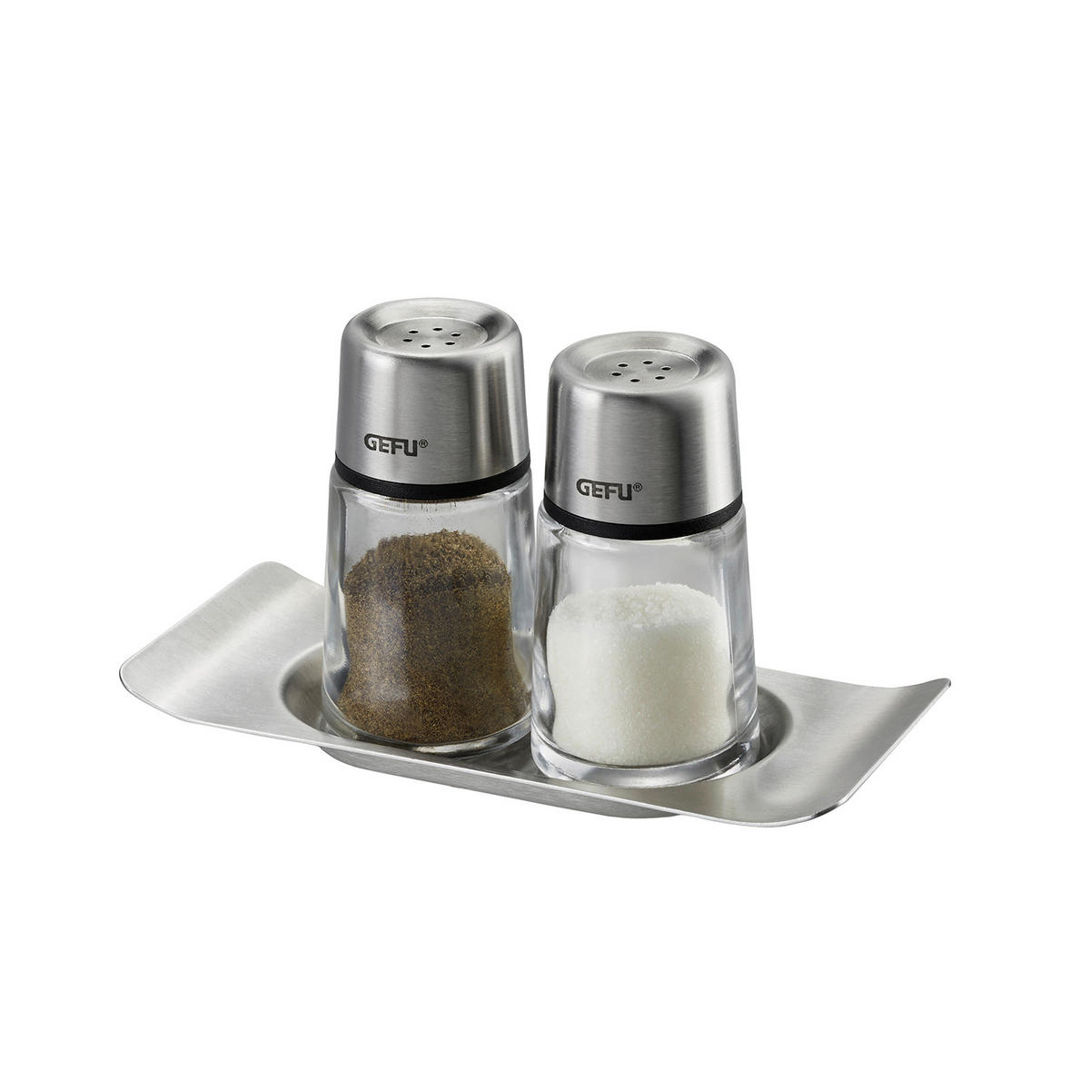 SALT-& PEPPARSTRÖARE    - klar/silver, Basics, metall/glas (10,2/7,9/7cm) - Gefu
