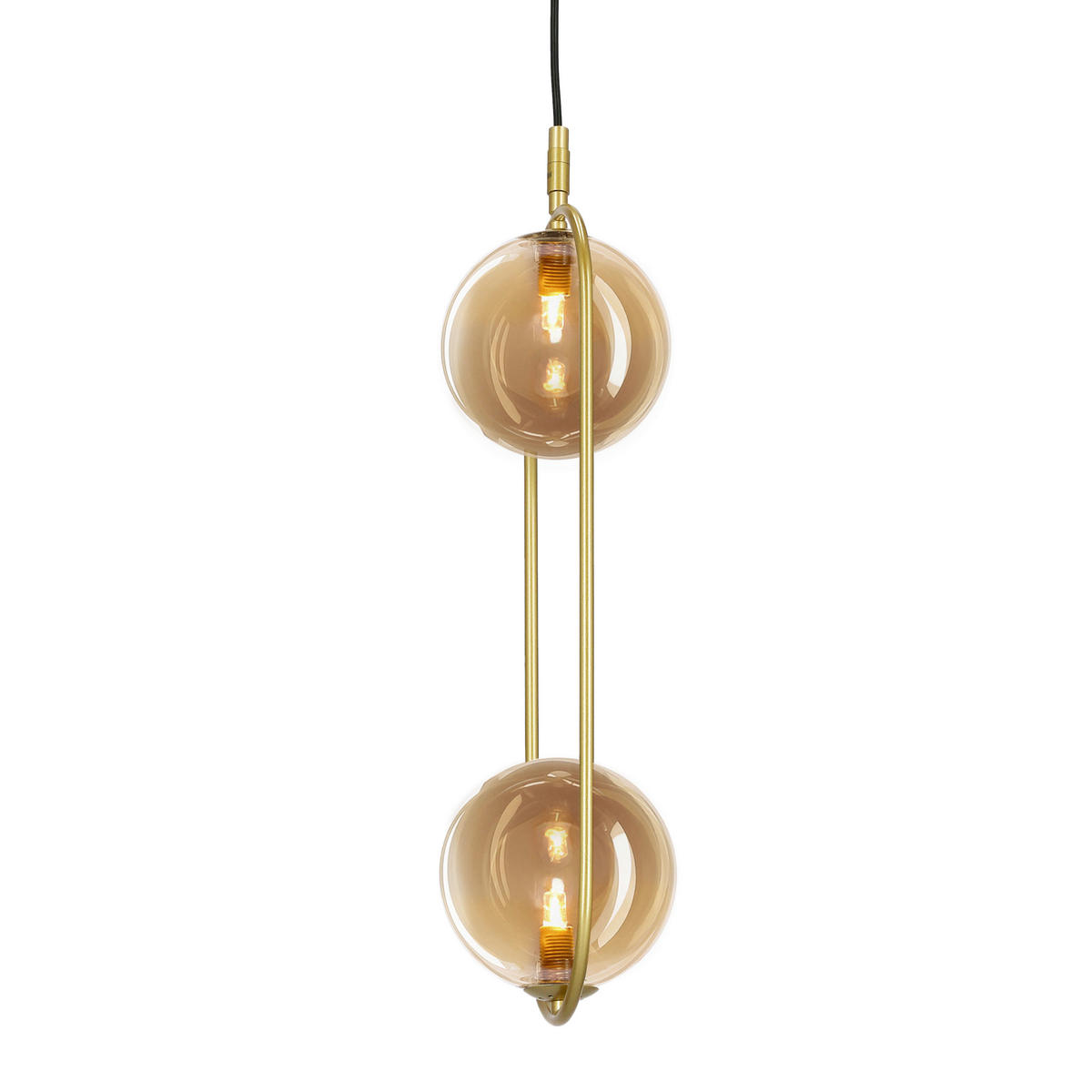 PENDELLEUCHTE 18.5/14/140 cm  - Messingfarben/Bernsteinfarben, KONVENTIONELL, Metall (18.5/14/140cm)
