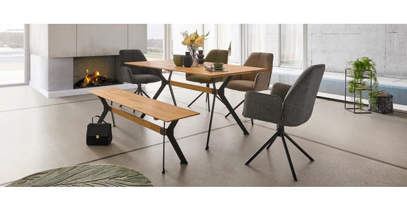 ESSTISCH in Holz 160/90/75 cm - Wildeiche/Schwarz, Natur, Holz/Metall (160/90/75cm) - Carryhome