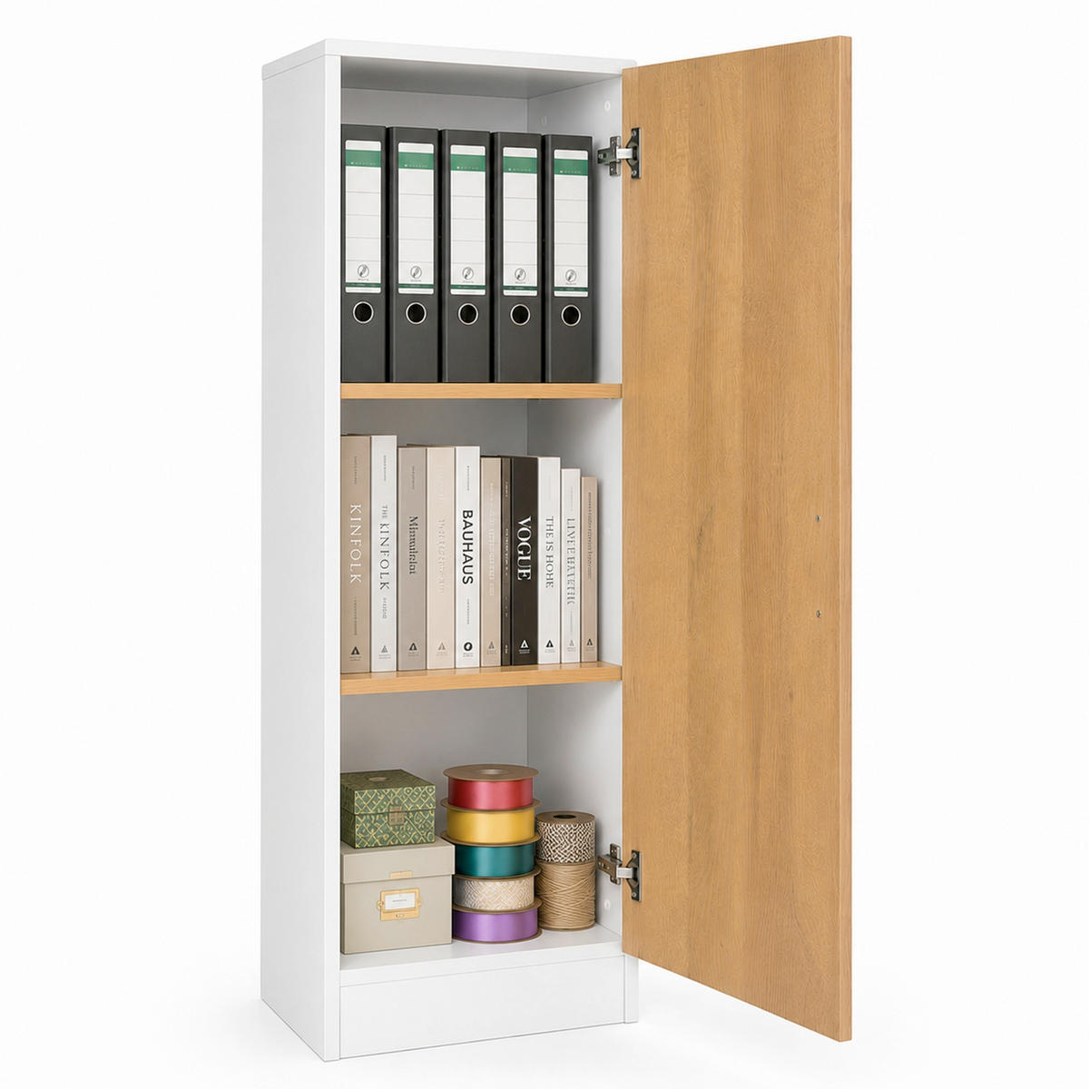 AKTENSCHRANK Weiß, Honigeiche  - Honigeiche/Weiß, MODERN, Holzwerkstoff (38/114/32cm) - MID.YOU