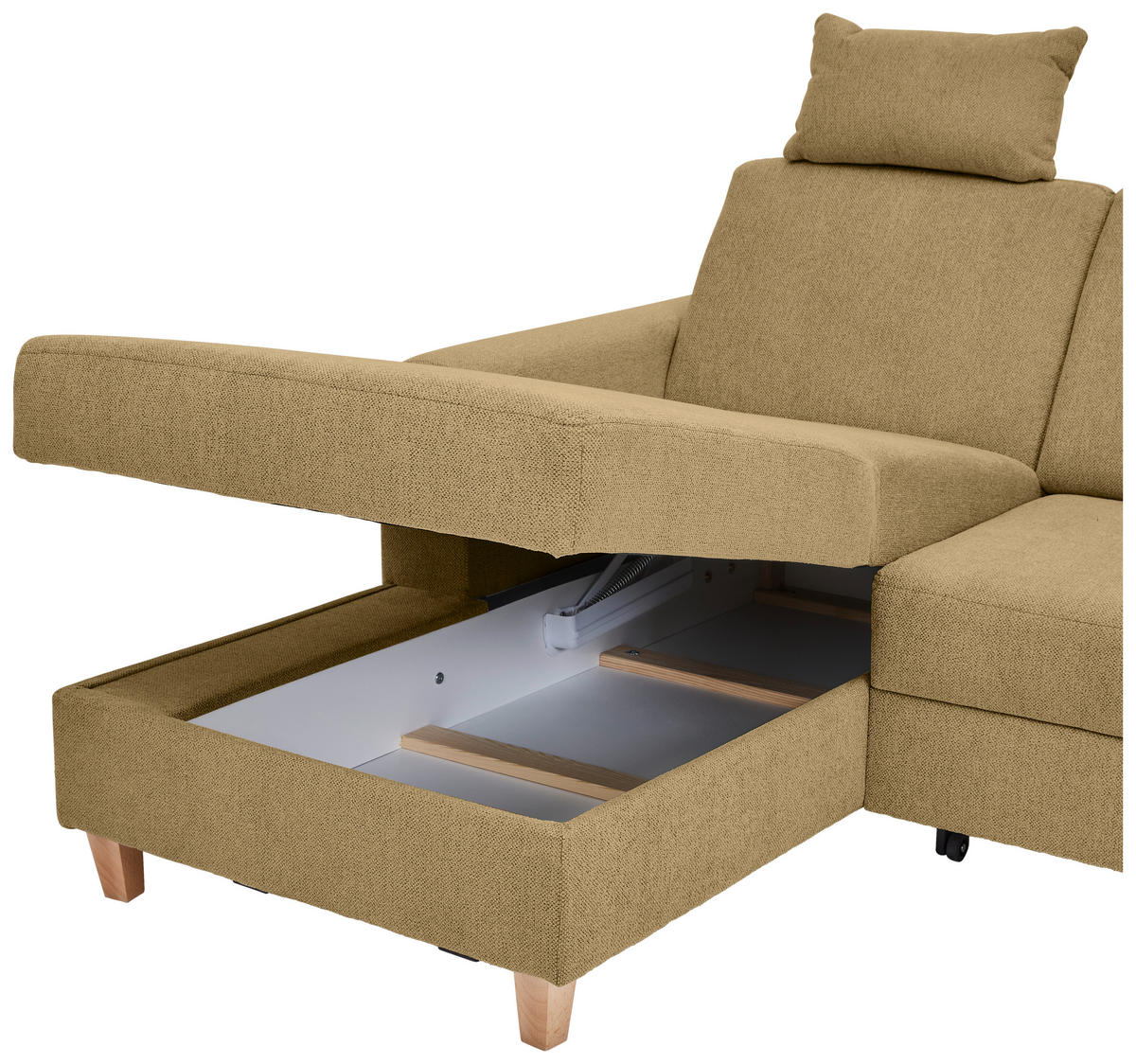 HÖRNSOFFA i flatväv honung  - honung/bokfärgad, Klassisk, trä/textil (166/241cm) - MID.YOU