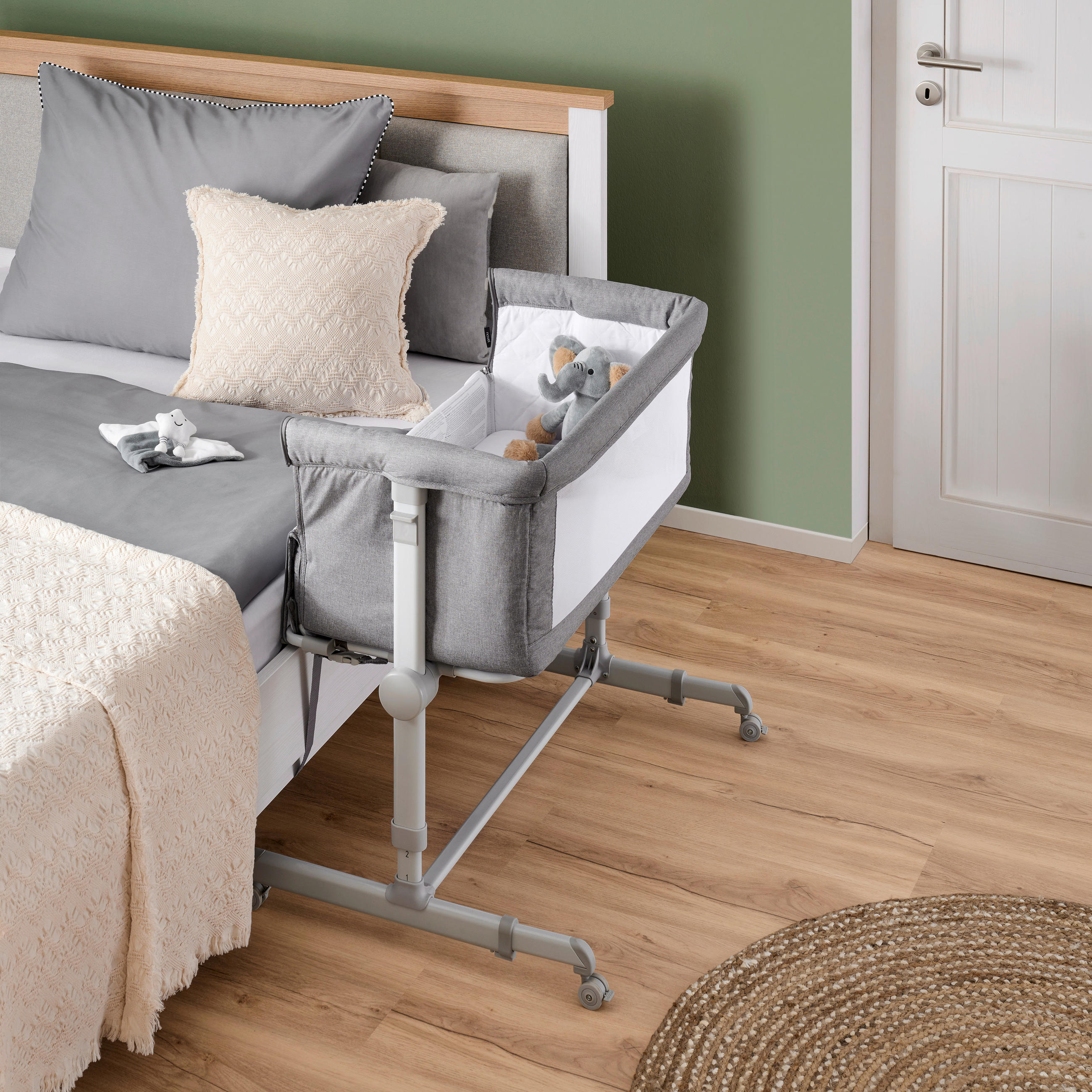 POMOĆNI KREVET ZA BEBE  BASIC  - siva/bela, Osnovno, metal/tekstil (81/56/89cm) - My Baby Lou