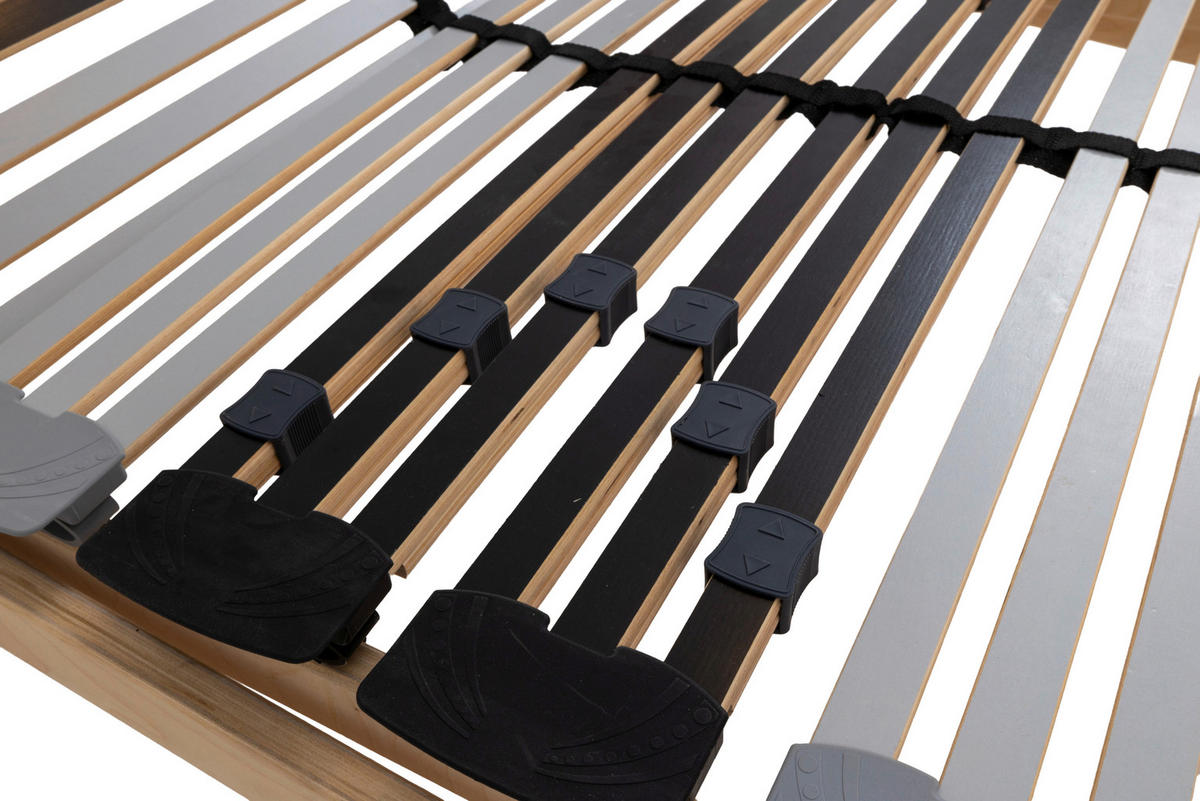 LATTENROST 80/200 cm Kopfteil, Mittelzone verstellbar, Birke  - Anthrazit/Silberfarben, Basics, Holz (80/200cm) - MID.YOU