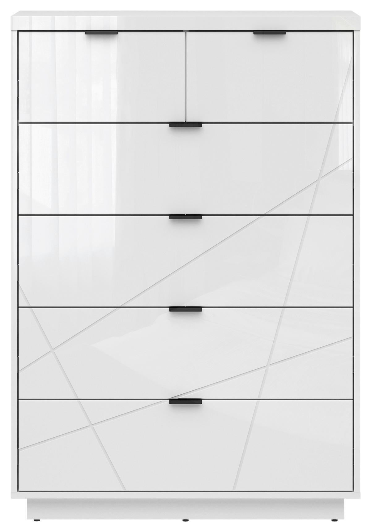 KOMODA, bela, bela, visoki sijaj  - črna/bela, Design, kovina/umetna masa (90/130,5/42,5cm) - Livetastic