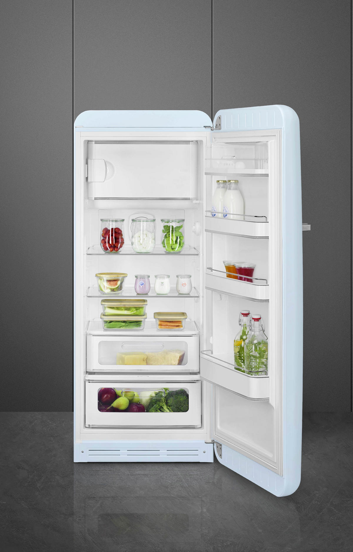 KÜHLSCHRANK 60/150/72,8 cm FAB28RPB6  - Pastellblau, Basics, Glas/Metall (60/150/72,8cm) - SMEG