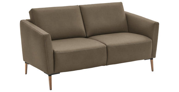 2-SITZER-SOFA  in Echtleder Hellbraun   - Hellbraun/Eichefarben, Natur, Leder/Holz (182/86/87cm) - Valnatura