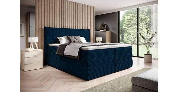 BOXSPRINGBETT 180/200 cm  in Dunkelblau  - Schwarz/Dunkelblau, Design, Kunststoff/Textil (180/200cm) - Esposa