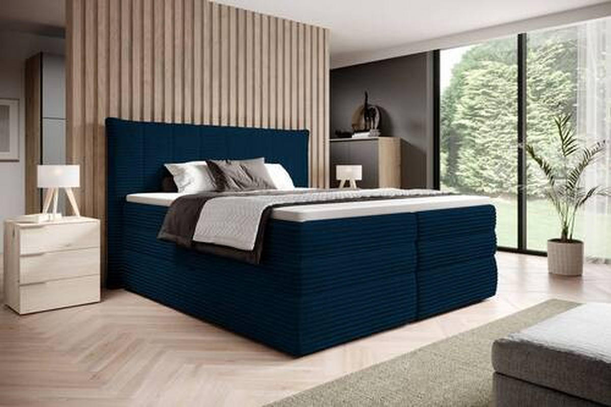 BOXSPRINGBETT 160/200 cm  in Dunkelblau  - Schwarz/Dunkelblau, Design, Kunststoff/Textil (160/200cm) - Esposa